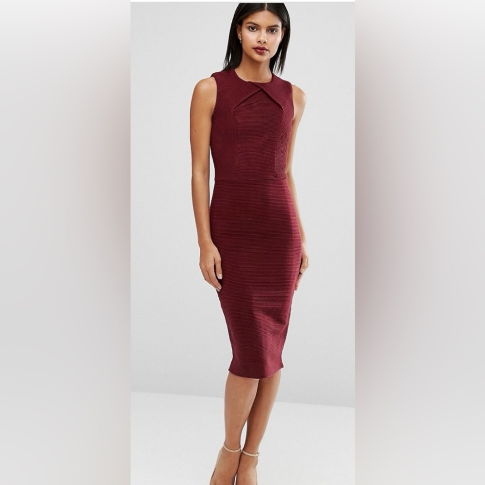 Ted Baker Tarala Bodycon Knit Dress, Maroon, Small